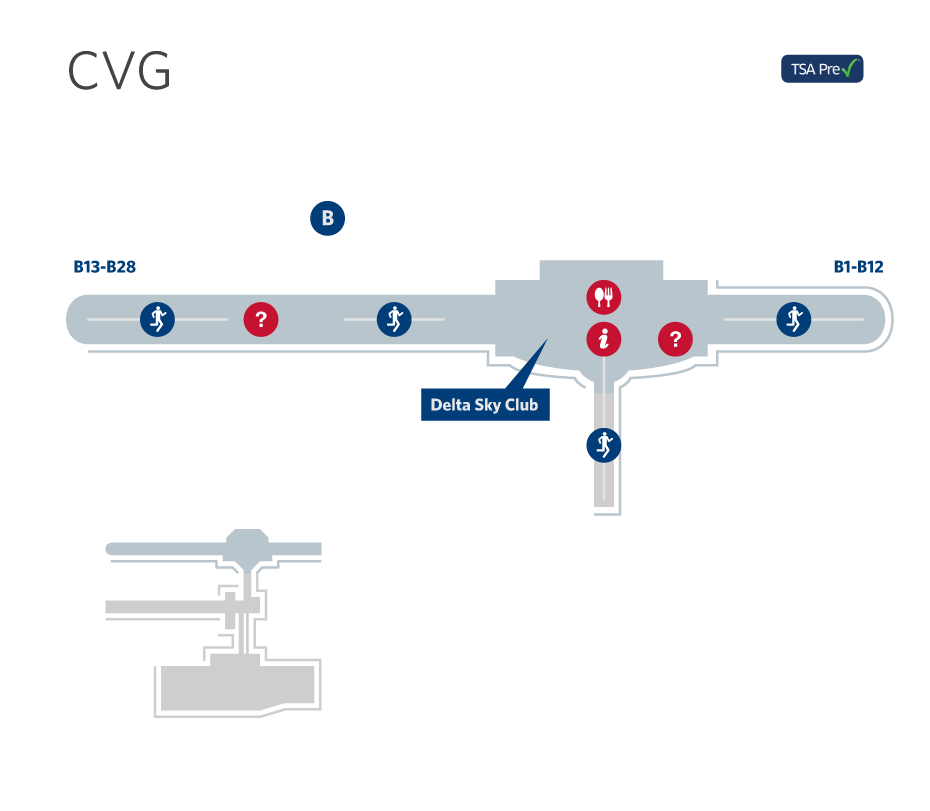 Mappa dell'Aeroporto di Cincinnati Mappa dell'Aeroporto di Cincinnati
