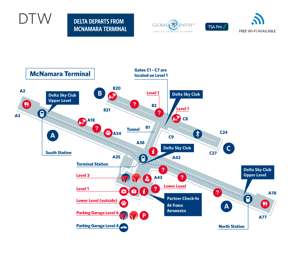 Detroit Airport Map Detroit Airport Map