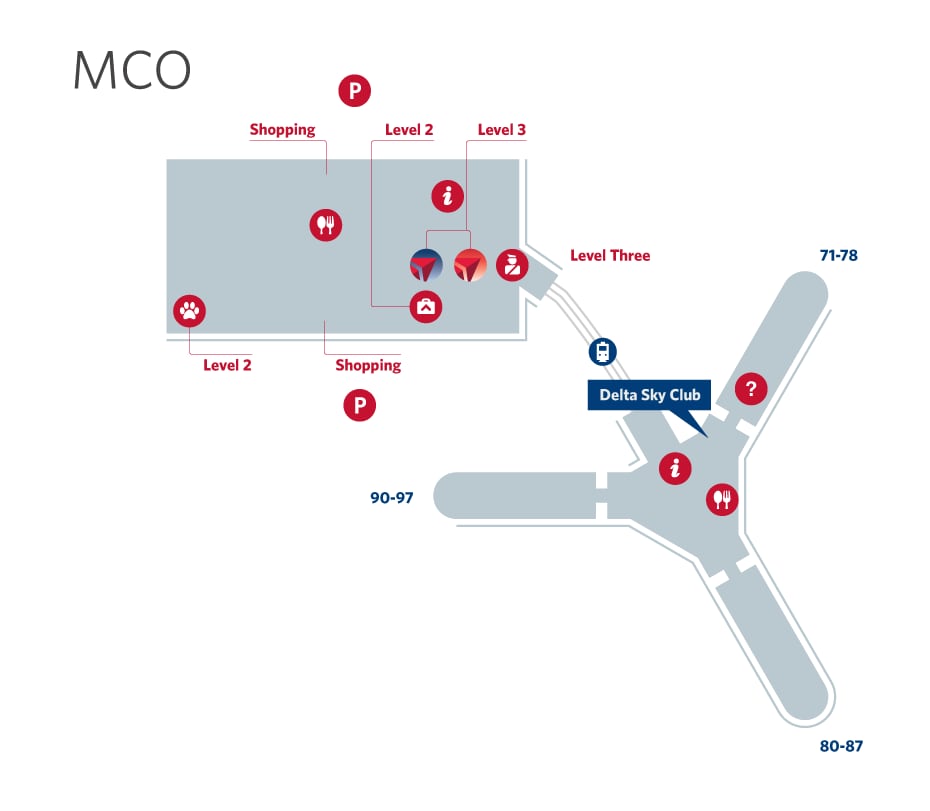 Mappa dell'Aeroporto di Orlando Mappa dell'Aeroporto di Orlando