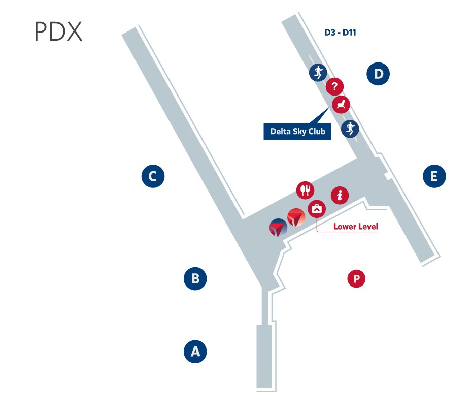 Mappa dell'aeroporto di Portland Mappa dell'aeroporto di Portland