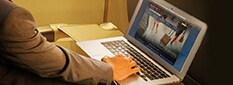 Passenger using laptop