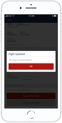 Fly Delta app - confirm change