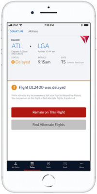 Fly Delta app - current flight