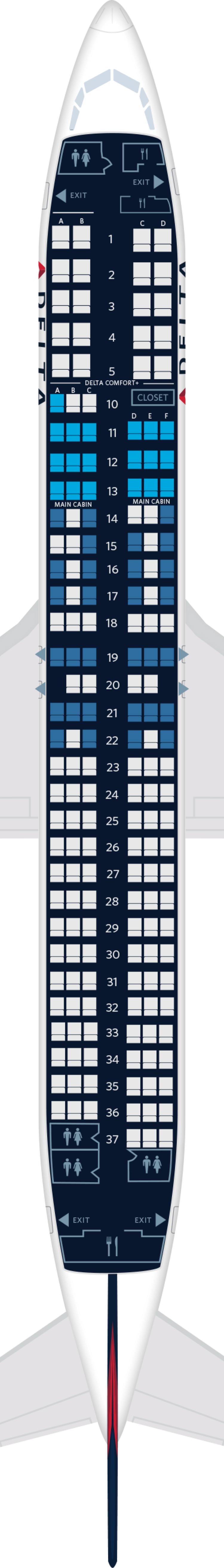 达美航空飞机座位图图片