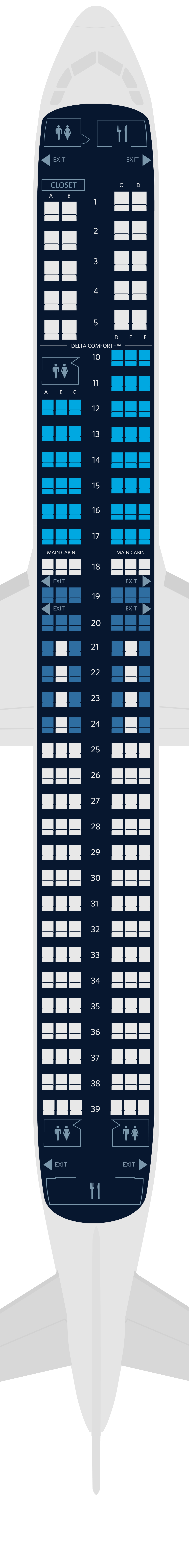 Mapa de assentos do Airbus A321neo