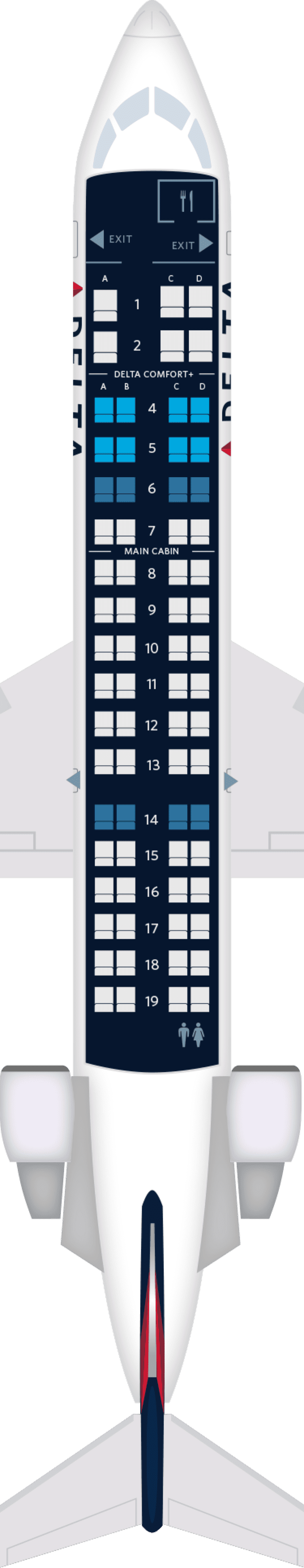 Bombardier CRJ-700 Aircraft Seat Maps, Specs & Amenities : Delta Air Lines