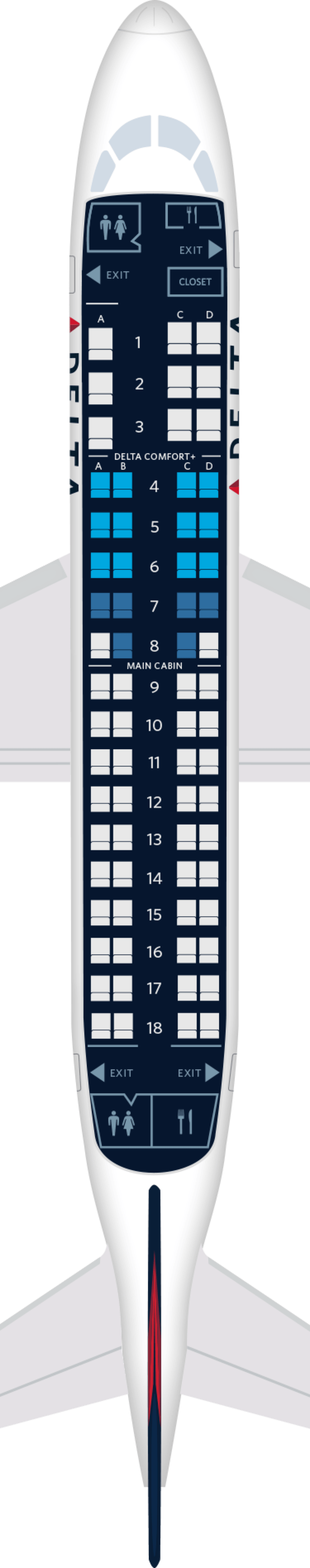 Embraer ERJ-170 Aircraft Seat Maps, Specs & Amenities : Delta Air Lines