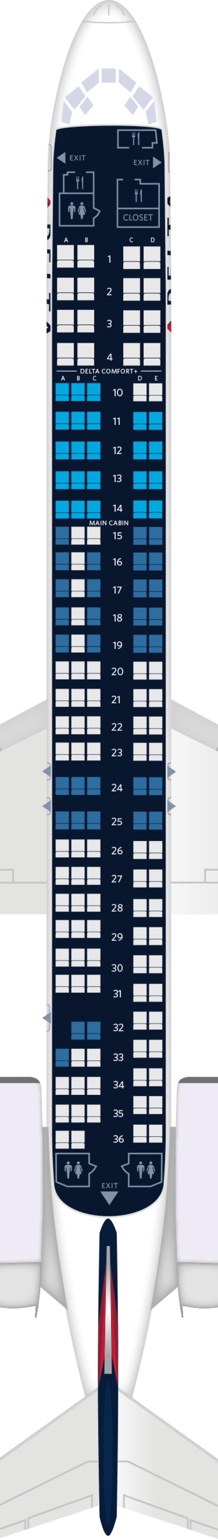 McDonnell Douglas MD-88 Aircraft Seat Maps, Specs & Amenities : Delta ...
